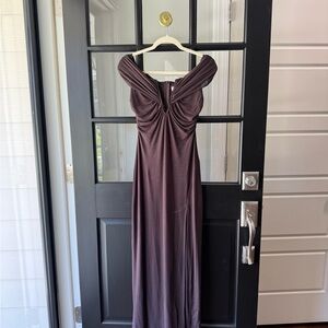 Showpo brown mesh evening dress
